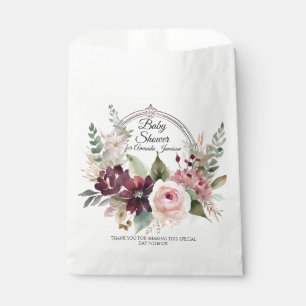 Floral Burgundy Pink Fall Baby Pink Girl Shower Favour Bags