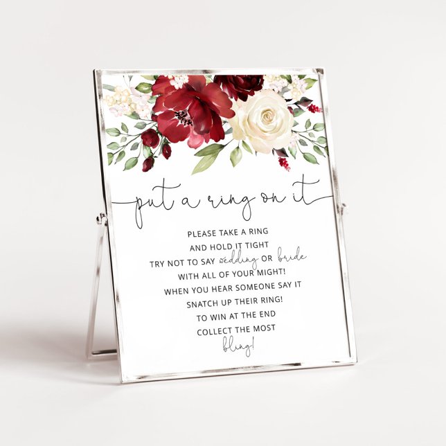 Floral burgundy put a ring on it game poster (Creator Uploaded)