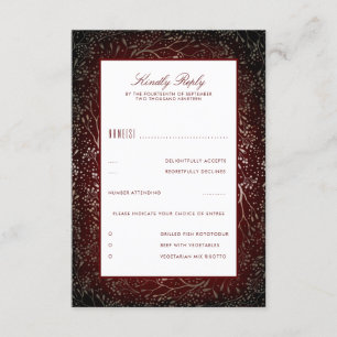 Floral Burgundy Red Vintage Wedding RSVP Card