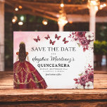 Floral Burgundy Save the Date Birthday Quinceanera<br><div class="desc">Announce your quinceañera in style with the Floral Burgundy Save the Date Birthday Invitation. This elegant design features rich burgundy hues, adorned with delicate floral accents, perfect for a timeless and regal celebration. The sophisticated layout provides all the important details, ensuring your guests mark their calendars for your special day....</div>