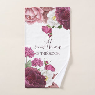 Floral Burgundy Wedding Mother Of the Groom Hand Towel