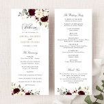 Floral Burgundy White Greenery Wedding Program Programme<br><div class="desc">Floral Burgundy White Greenery Wedding Program. Floral White Merlot Gold Leaves Wedding Order of Service</div>