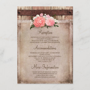 Floral Burlap and Rustic Wood Wedding Information Enclosure Card
