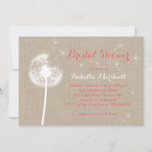 Floral Burlap Bridal Shower Invite (coral)