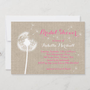 Floral Burlap Bridal Shower Invite (pink)