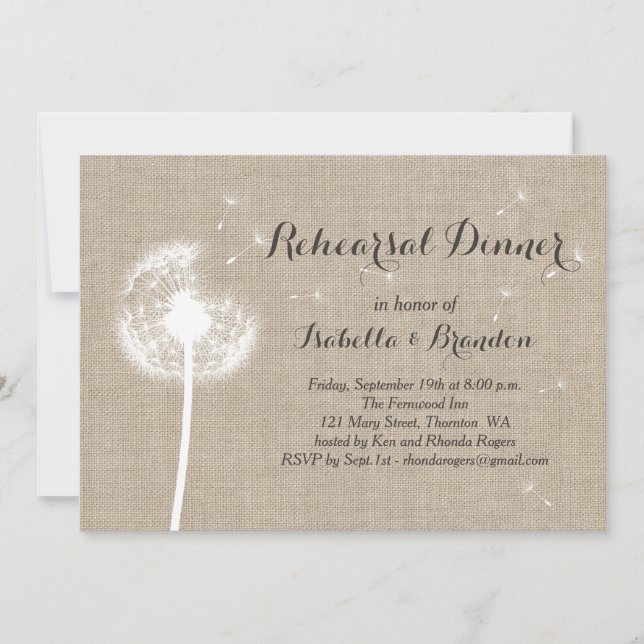 Floral Burlap Rehearsal Dinner Invitation (Front)
