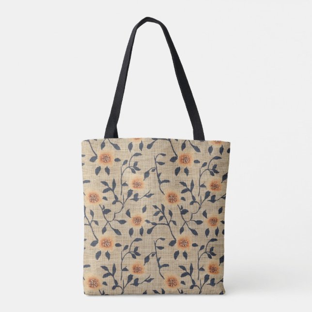 Floral Burlap Tote (Back)