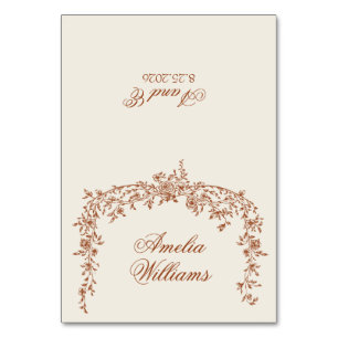 Floral Burnt Orange Beige Boho Terracotta Wedding Table Number