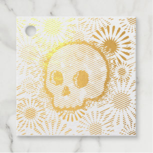 Floral Burst Skull Favour Tags