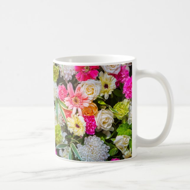 Floral Burst - Vibrant Garden Mug. Coffee Mug (Right)