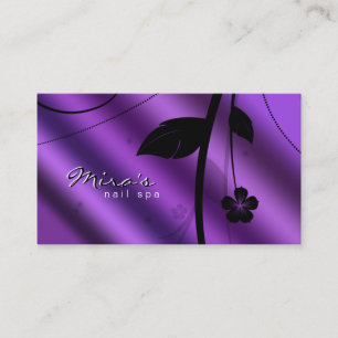 Floral Business Card Metallic Purple Satin
