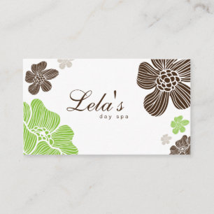 Floral Business Card Salon Spa Lime Brown Tropical
