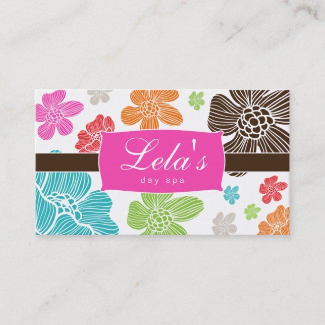 Floral Business Card Salon Spa Tropical Hot Pink (Front)