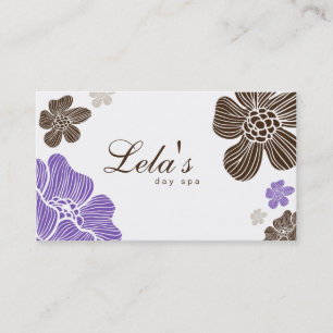 Floral Business Card Salon Spa Tropical Purp Brown