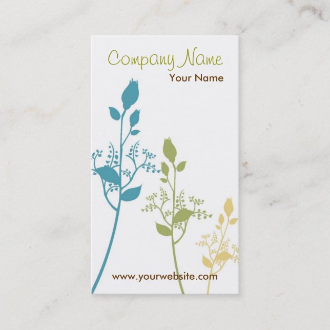 Floral Business Card (White/Green) (Front)