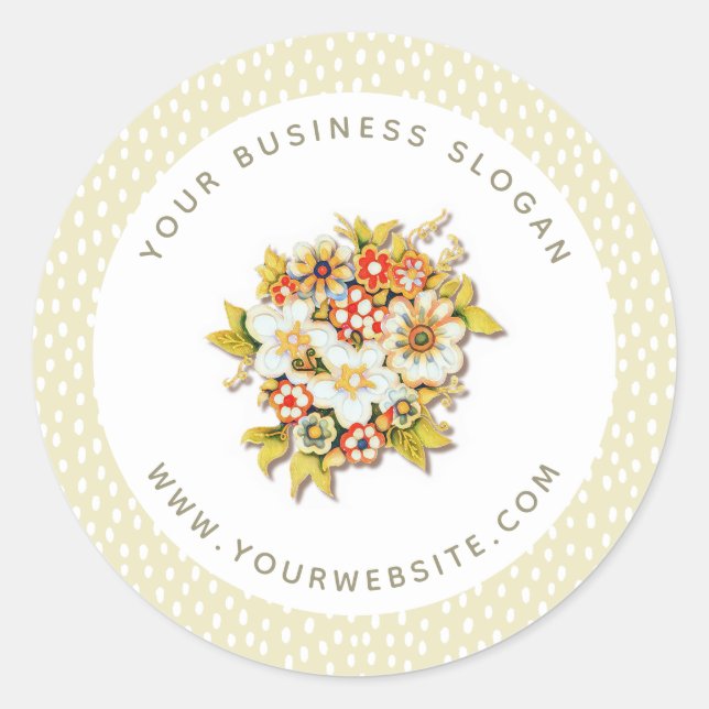 Floral Business/ Product Promotional Company Logo Classic Round Sticker (Front)
