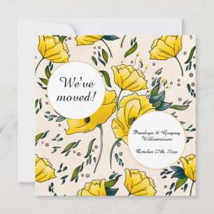 Floral buttercups yellow flower change of address  announcement