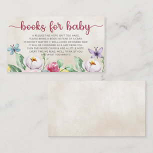 Floral Butterflies Baby Shower Book Request Enclosure Card