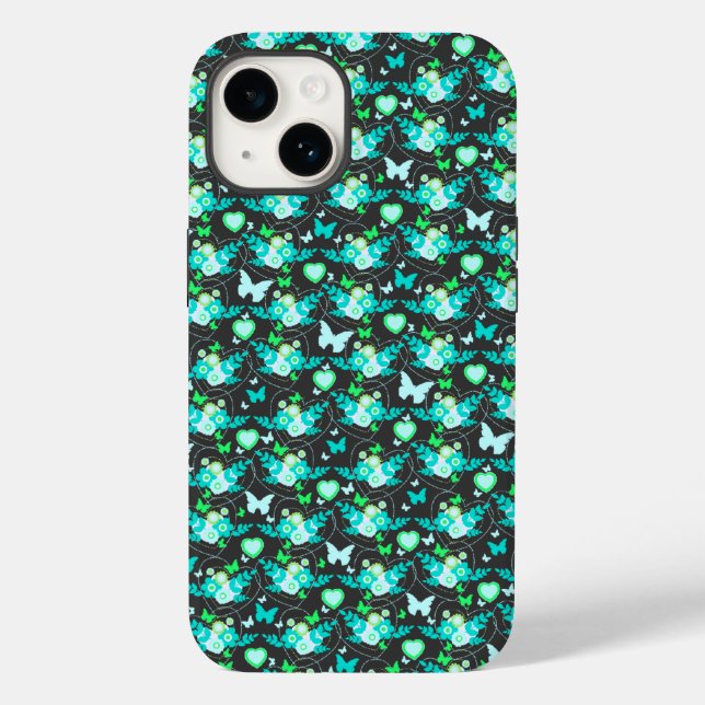 Floral butterflies & hearts jade iphone case (Back)