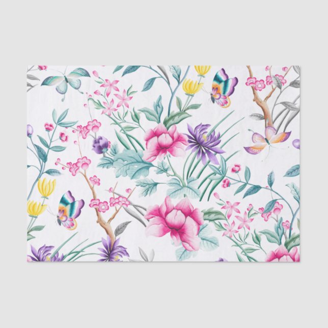 Floral & Butterflies Pattern Tissue Paper (Front)