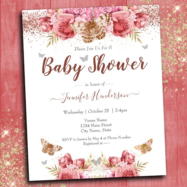 Floral Butterflies Pink Baby Shower (Creator Uploaded)