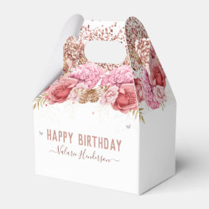 Floral Butterflies Pink Happy Birthday Favour Box