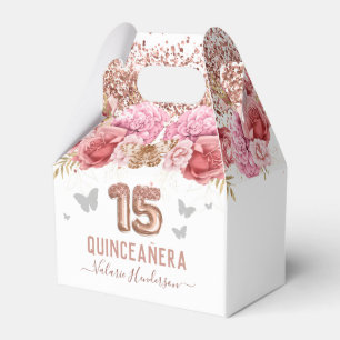 Floral Butterflies Pink Quinceañera Favour Box
