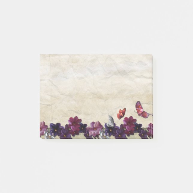 Floral butterflies post-it notes (Front)