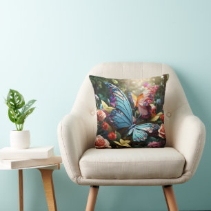 Floral Butterflies Throw Pillow