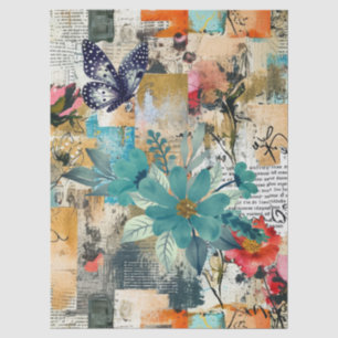 Floral & Butterfly Abstract Art College Decoupage Tissue Paper