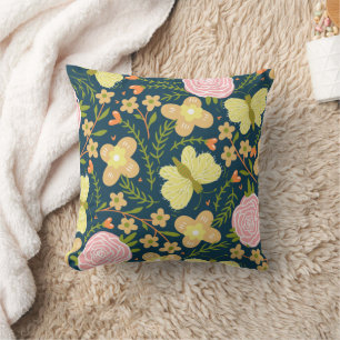 Floral, Butterfly And Glamour Seamless Elegant   Cushion