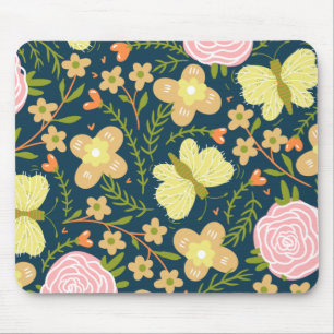 Floral, Butterfly And Glamour Seamless Elegant Mouse Mat