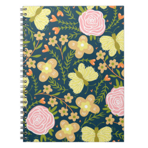 Floral, Butterfly And Glamour Seamless Elegant Notebook
