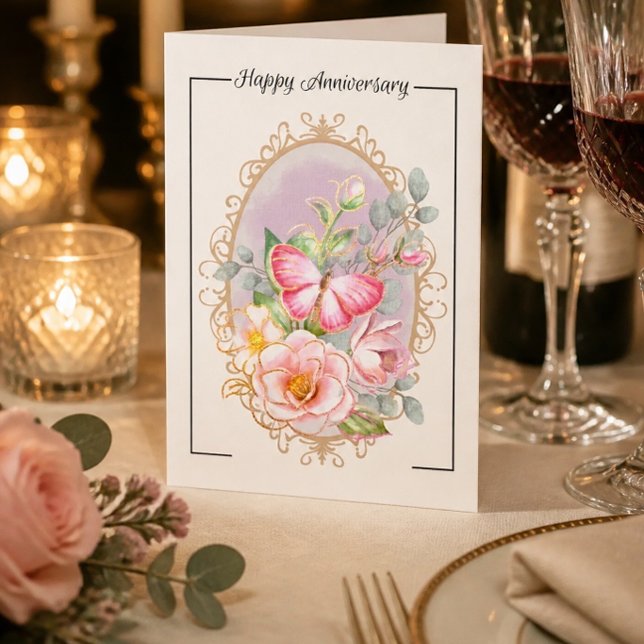 Floral & Butterfly Anniversary Card (Creator Uploaded)