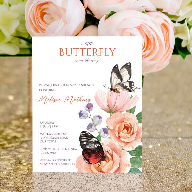 Floral butterfly baby shower budget  invitation (Creator Uploaded)