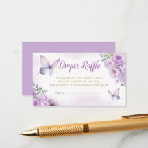 Floral Butterfly Baby Shower Diaper Raffle Ticket