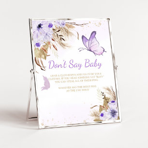 Floral Butterfly Baby Shower Don't Say Baby Sign