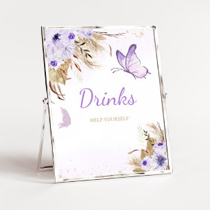 Floral Butterfly Baby Shower Drinks Sign