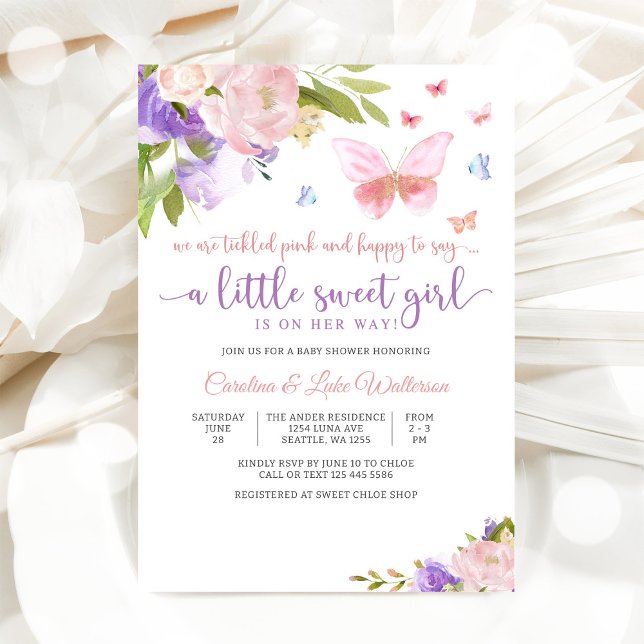 Floral Butterfly Baby Shower Invitation (Creator Uploaded)
