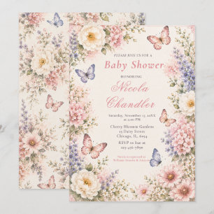 Floral Butterfly Baby Shower Invitation