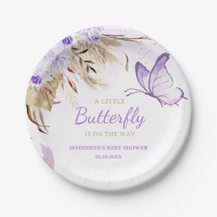 Floral Butterfly Baby Shower Paper Plate