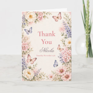 Floral Butterfly Baby Shower Thank You Card