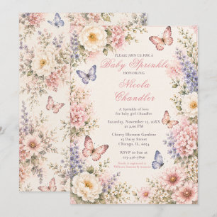 Floral Butterfly Baby Sprinkle Invitation