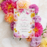 Floral Butterfly Baptism Christening Girl Bright