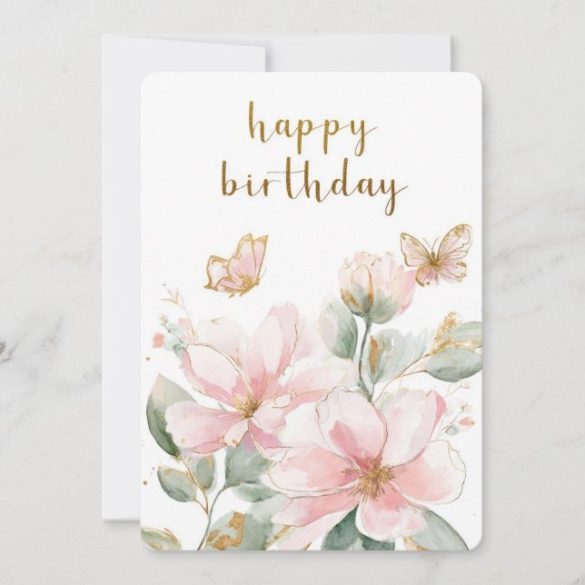 Floral Butterfly Birthday Card (Front)