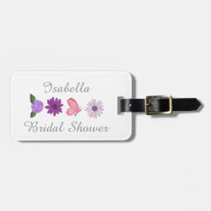 Floral & Butterfly Bridal Shower, Custom Name Luggage Tag