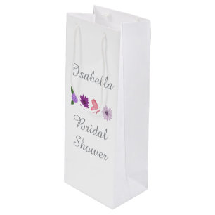 Floral & Butterfly Bridal Shower, Custom Party Wine Gift Bag