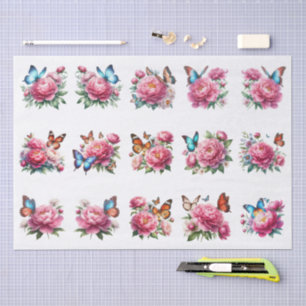 Floral Butterfly Clip-Art Illustration Decoupage Tissue Paper