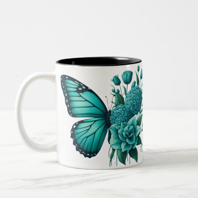 Floral Butterfly Colourful Cute Mug (Left)