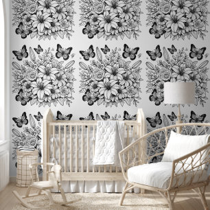 Floral Butterfly Colouring  Wallpaper